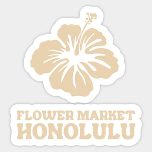 white and beige hibiscus flower market honolulu Sticker